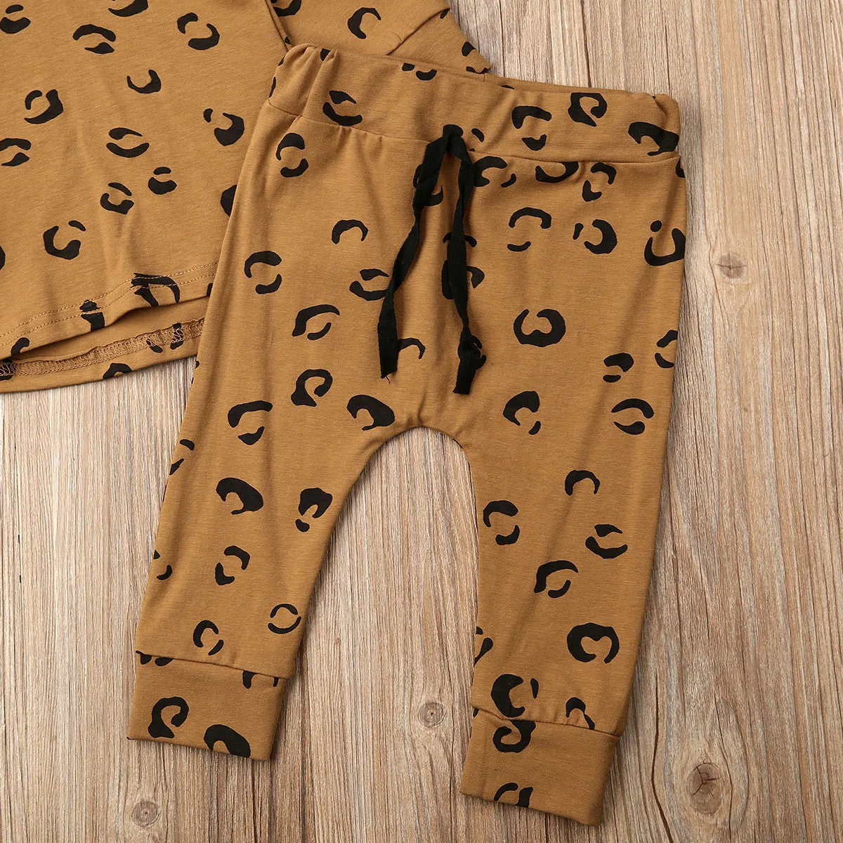 2020 Baby Foråret Efteråret Tøj Leopard Spædbarn Baby Pige Dreng Vinter Tøj med Lange Ærmer Toppe Sweatshirt+Lange Bukser Outfit, 9M-4T