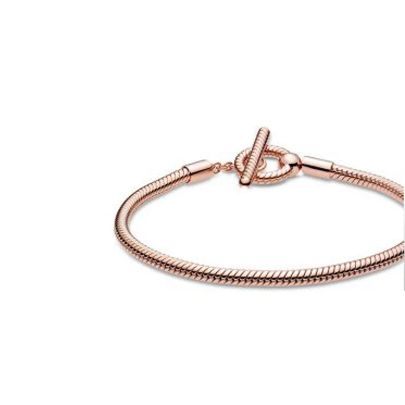 2020 Efteråret Nye 925 Sterling Sølv Armbånd Guld T-buckle Spænde Slangen Kæde Armbånd Kvinder DIY Smykker Fødselsdag Gave