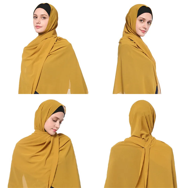 2020 Fashion Kvinder Chiffon Tørklæde Klar til At Bære Instant Hijab Muslimske Tørklæde Sjal Islamiske Hijab Arabiske Wrap Hoved Tørklæde kopftuch