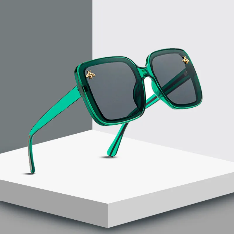 2020 Fashion Square Frame Bee Solbriller Mænd Kvinder Luksus Brand Designer Vintage solbriller Vintage Nuancer Oculos UV400