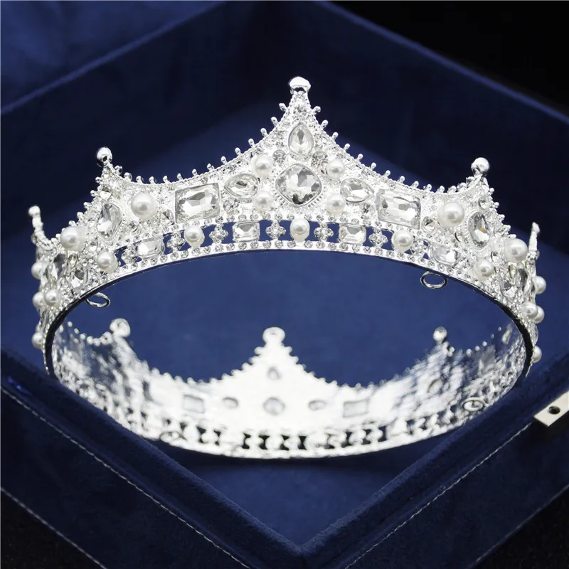 2020 Fashion Store Diadem Royal Queen, King Bryllup Crown Krystal Perle Prom Brude Diademer og Kroner Hår Smykker Hoved Ornament