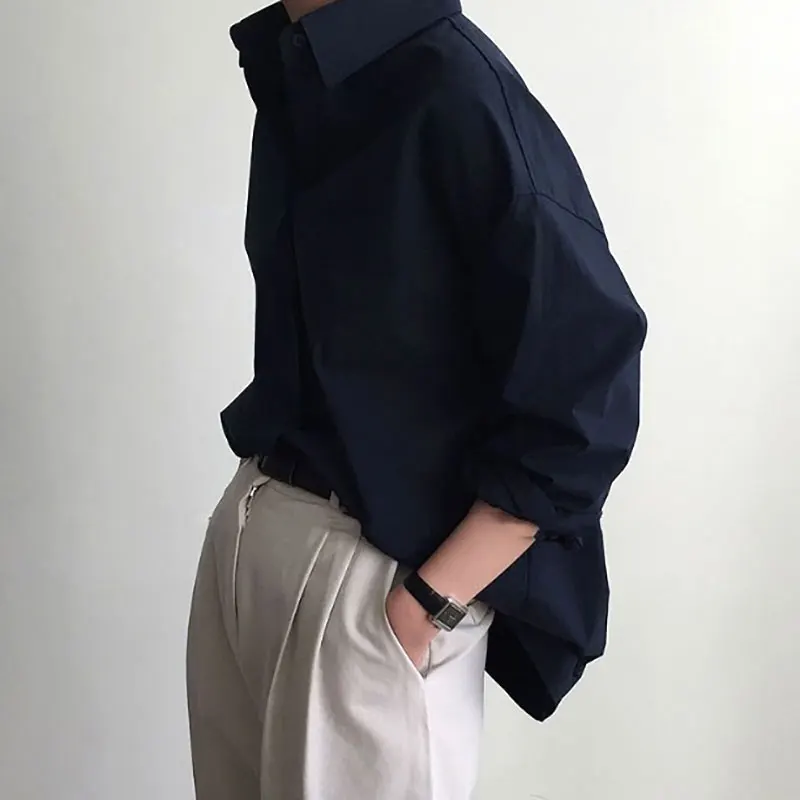 2020 Klassiske Kvinder-Shirts Og Bluser Femme Solid Skjorte Toppe med Lange Ærmer Turn-down Krave OL Style Blusa Casual Løs Bluser