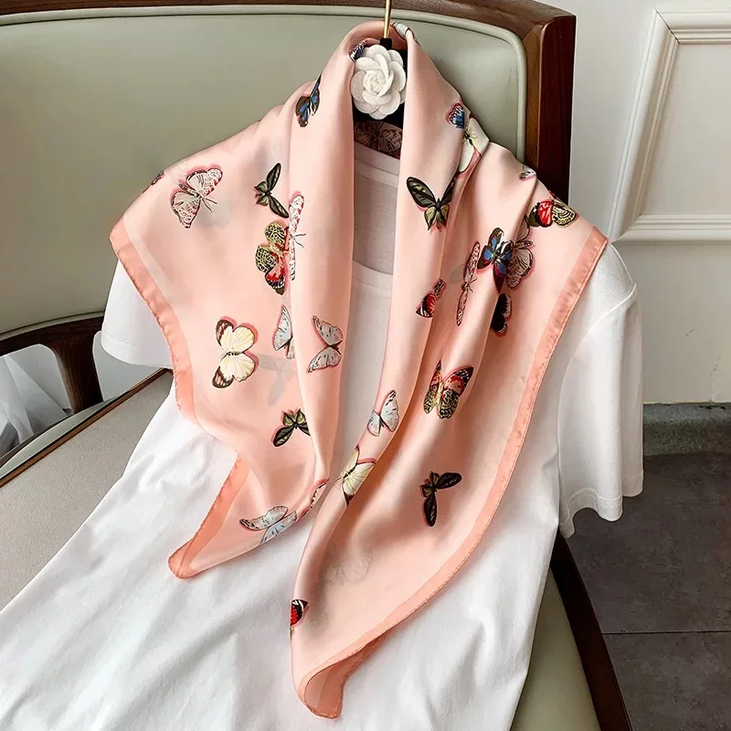 2020 Mode Tørklæde af Silke Satin Hals Tørklæde Til Kvinder Print Hijab Tørklæder Kvindelige 70*70cm Pladsen Sjaler og Wraps Tørklæder Til Dame