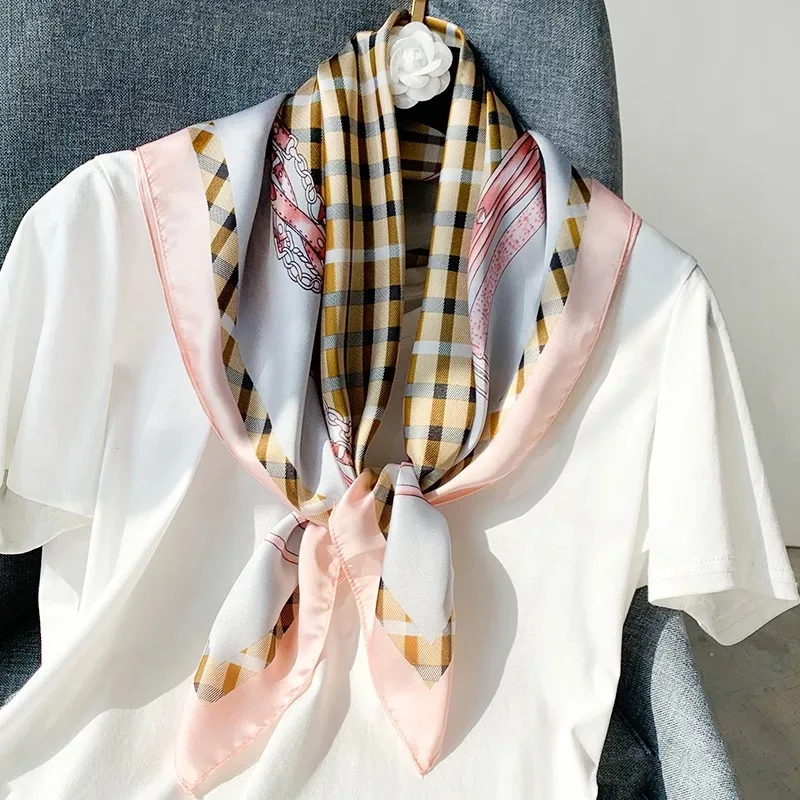 2020 Mode Tørklæde af Silke Satin Hals Tørklæde Til Kvinder Print Hijab Tørklæder Kvindelige 70*70cm Pladsen Sjaler og Wraps Tørklæder Til Dame