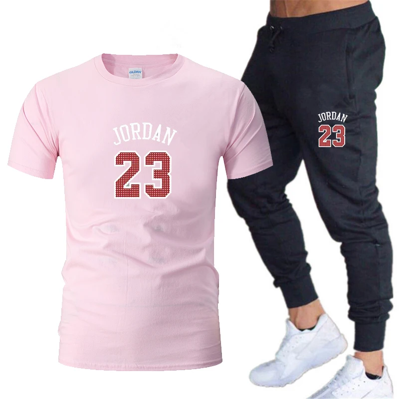2020 Mænds Sæt T-Shirts+Bukser To Stykker Sæt Casual Træningsdragt Mænd/Kvinder Jordan 23 passer til Print Tops+Bukser Fitnesscentre Trænings Bukser
