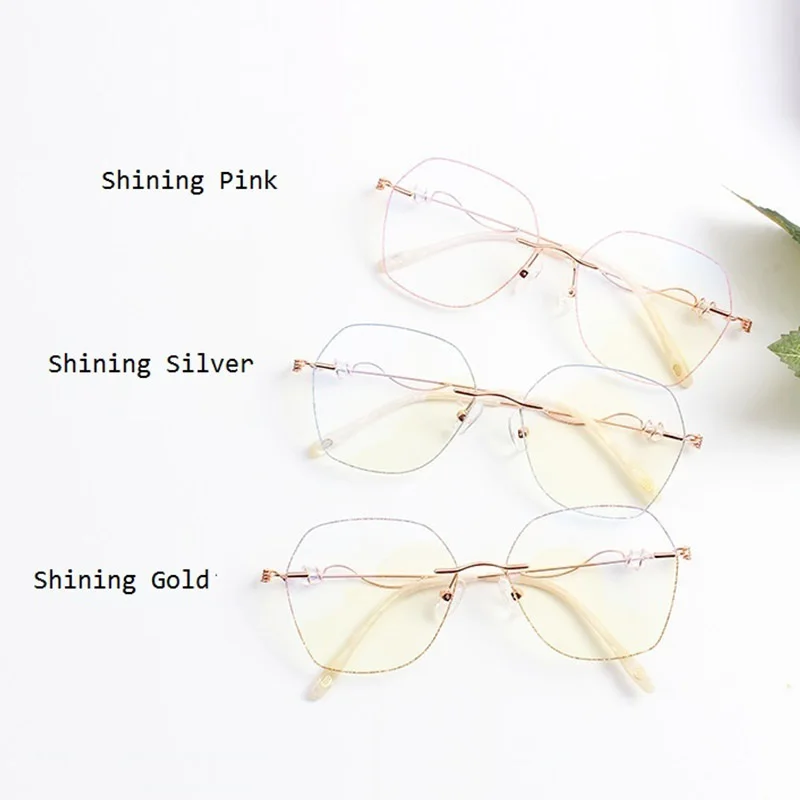 2020 New ins Rhinestone brillestel Blå Reflekterende Klar linse Kvinder Skinnende Briller Rammer Brillerne Dekoration Oculos