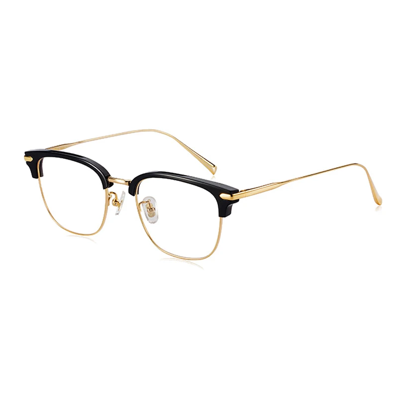 2020 New Rectangle Semi Rimless Eyeglasses with Non-prescription Clear Lens Optical Glasses Frame for Men Women oculos de grau