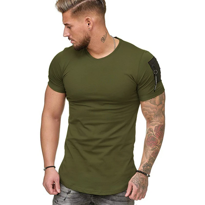 2020 Ny kortærmet T-shirt Mode Slank O-Hals Ren Farve Bomuld Casual Top Korte Ærmer Europæiske Standard Størrelse S-5XL