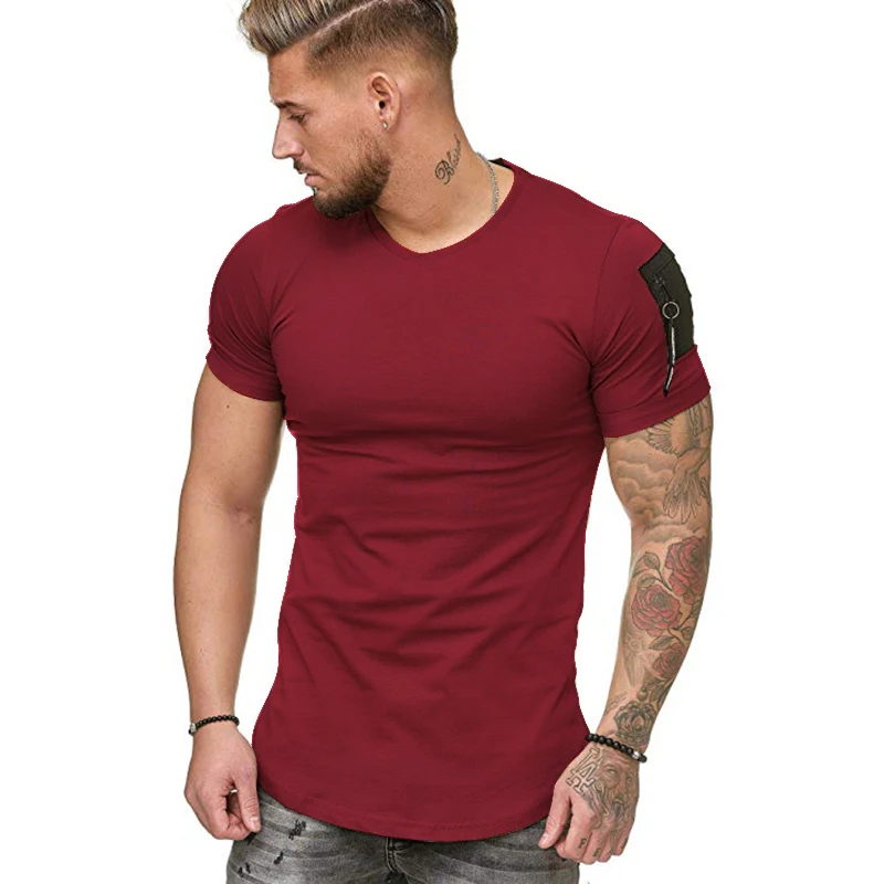 2020 Ny kortærmet T-shirt Mode Slank O-Hals Ren Farve Bomuld Casual Top Korte Ærmer Europæiske Standard Størrelse S-5XL