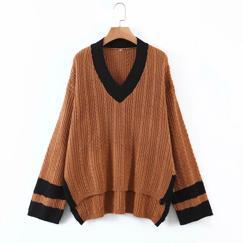 2020 Nye Efterår Og Vinter Kvinder Trøjer Blandede Farver Pullovere Varm Sweater Med Lange Ærmer Løs Vintage Trøje Toppe Lady Sweater