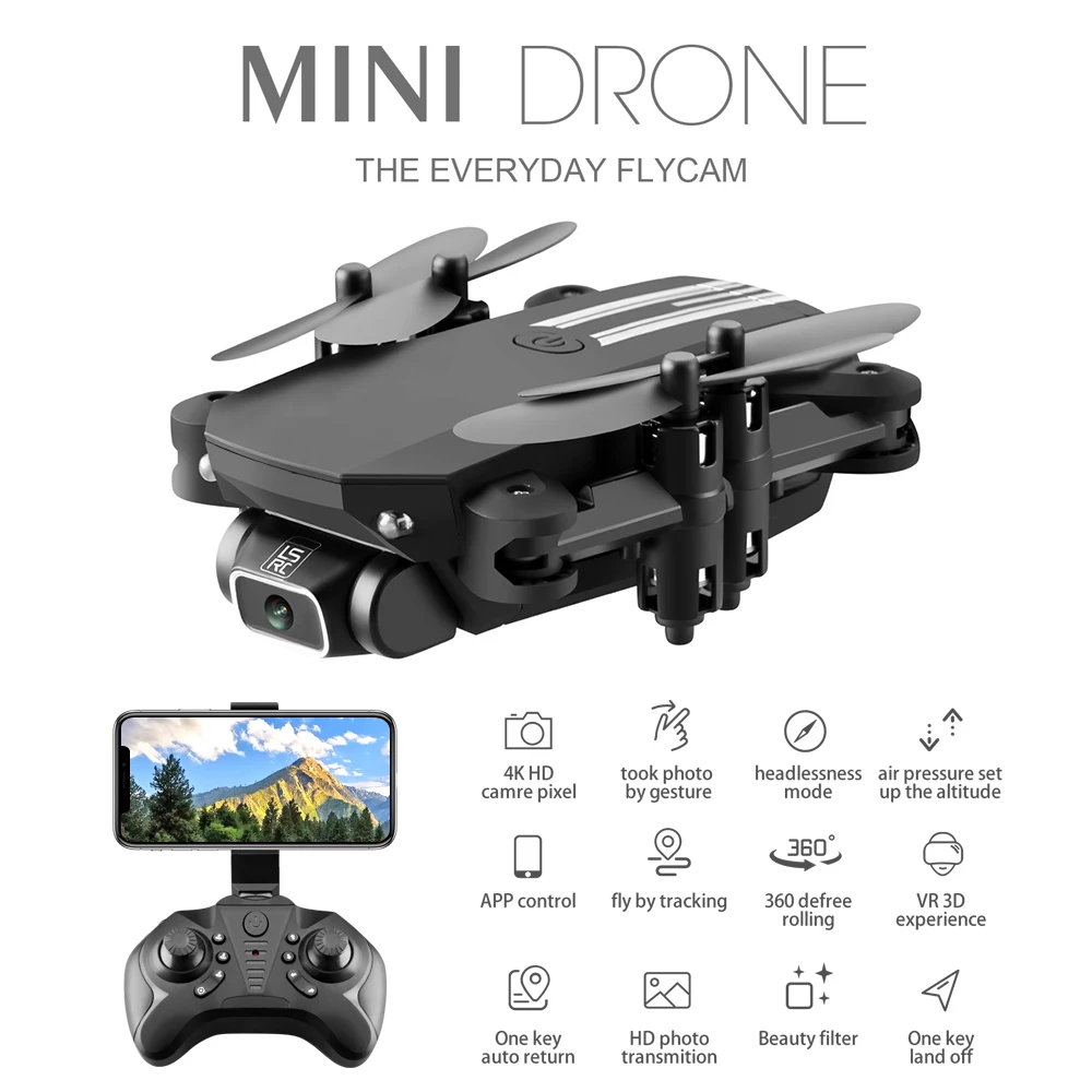 2020 Nye LS-MIN 4K 1080P HD-Kamera Mini Drone WiFi Protable Sammenklappelig Quadcopter RC Fjernbetjening Drone Børn RC Toy Fødselsdag Gave