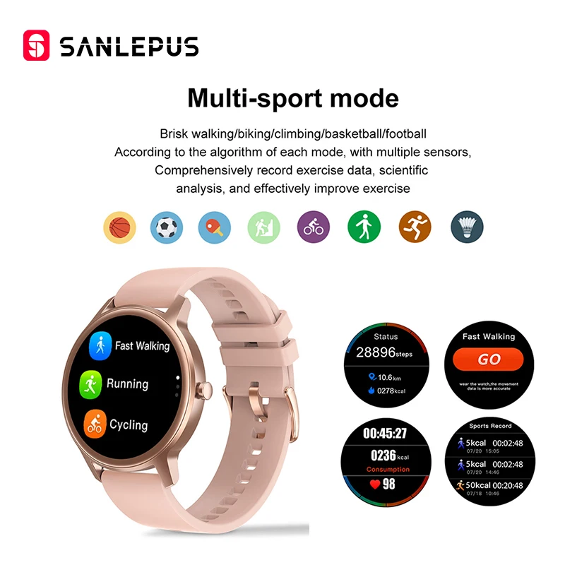 2020 NYE SANLEPUS Smart Ur Fashion Kvinder Smartwatch Afslappet Mænd Sport Fitness Armbånd Bånd Til Android Apple Xiaomi Ære