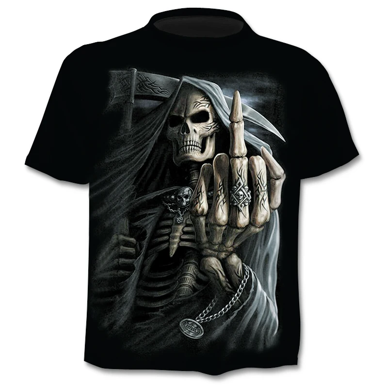 2020 T-shirt Mænd Skelet T-shirt Punk Rock Tshirt 3d-Print oversized t-shirt med Vintage Mænd Tøj Sommeren black toppe Plus Størrelse