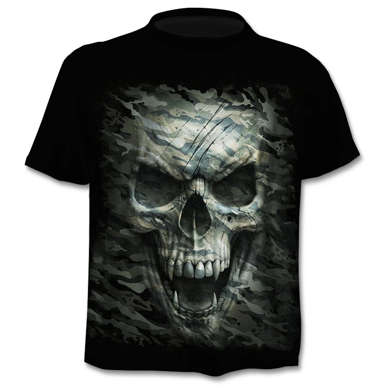 2020 T-shirt Mænd Skelet T-shirt Punk Rock Tshirt 3d-Print oversized t-shirt med Vintage Mænd Tøj Sommeren black toppe Plus Størrelse