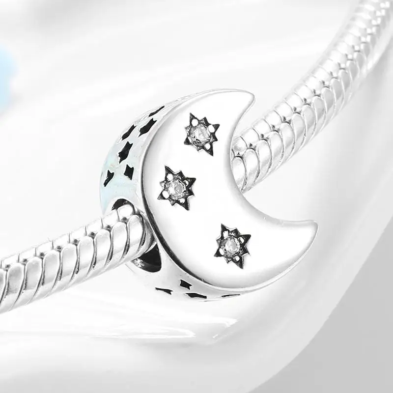 2021 Brændende Kærlighed 925 Sterling Sølv Sun Moon Element Funklende CZ Charms og vedhæng til smykkefremstilling Passer Oprindelige Kataoka Charm Bracelet