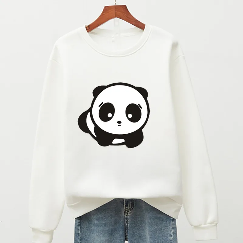 2021 Nye Harajuku Par Sweatshirt Søde Panda Tegnefilm Print Damer Hoodie Koreansk Mode Street Kvinder Pullover Hoodie Vogue