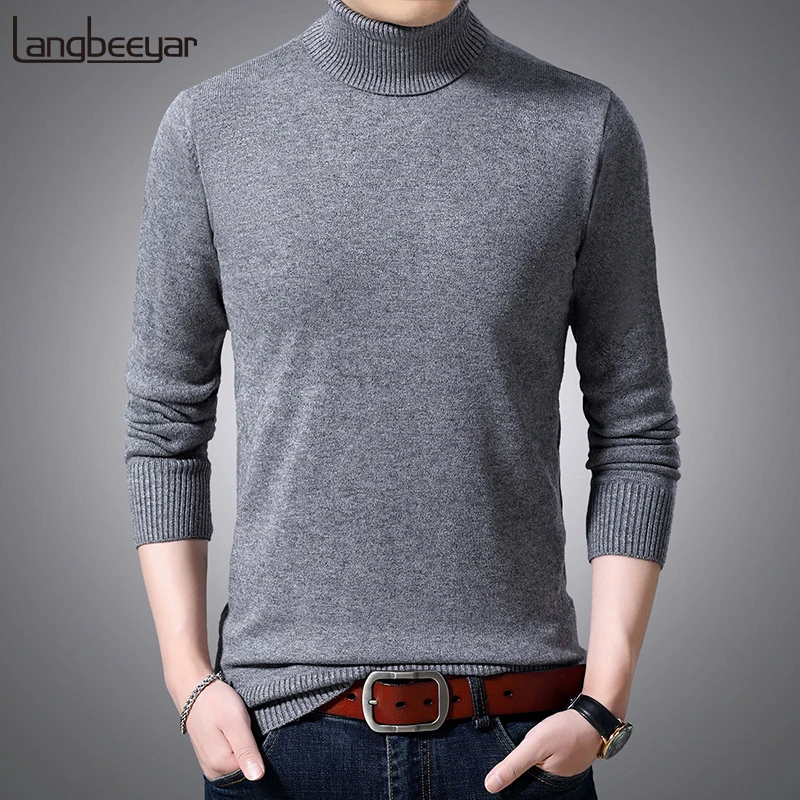 2021 Nye Mode Brand Sweater Mænd Trøjer Rullekrave Slim Fit Jumpere, Strik Vinter Koreansk Stil, Casual Tøj Mandlige