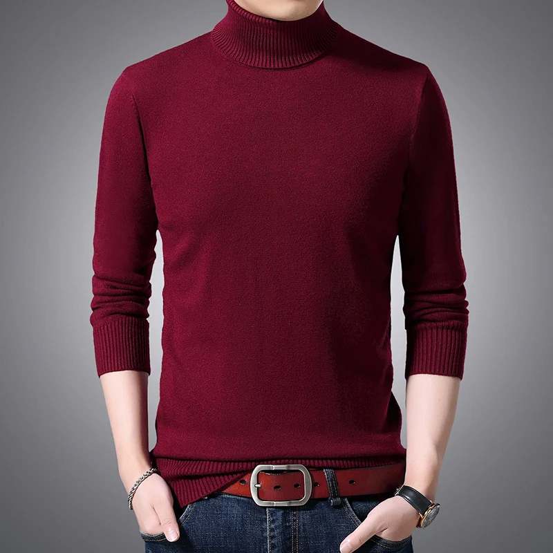 2021 Nye Mode Brand Sweater Mænd Trøjer Rullekrave Slim Fit Jumpere, Strik Vinter Koreansk Stil, Casual Tøj Mandlige