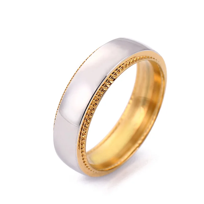 2021 nye trendy guld sølv farve halo 6mm Klassiske Titanium Par Ring jubilæum gave smykker engros jul R5643