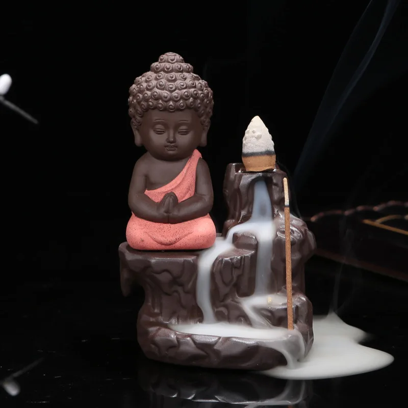 20Pc Røgelse Kegler + Brænder Kreative Home Decor Den Lille Munk Små Buddha-Røgelseskar Tilbagestrømning Røgelse Brænder Brug I Hjemmet Tehus