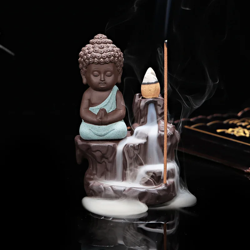 20Pc Røgelse Kegler + Brænder Kreative Home Decor Den Lille Munk Små Buddha-Røgelseskar Tilbagestrømning Røgelse Brænder Brug I Hjemmet Tehus