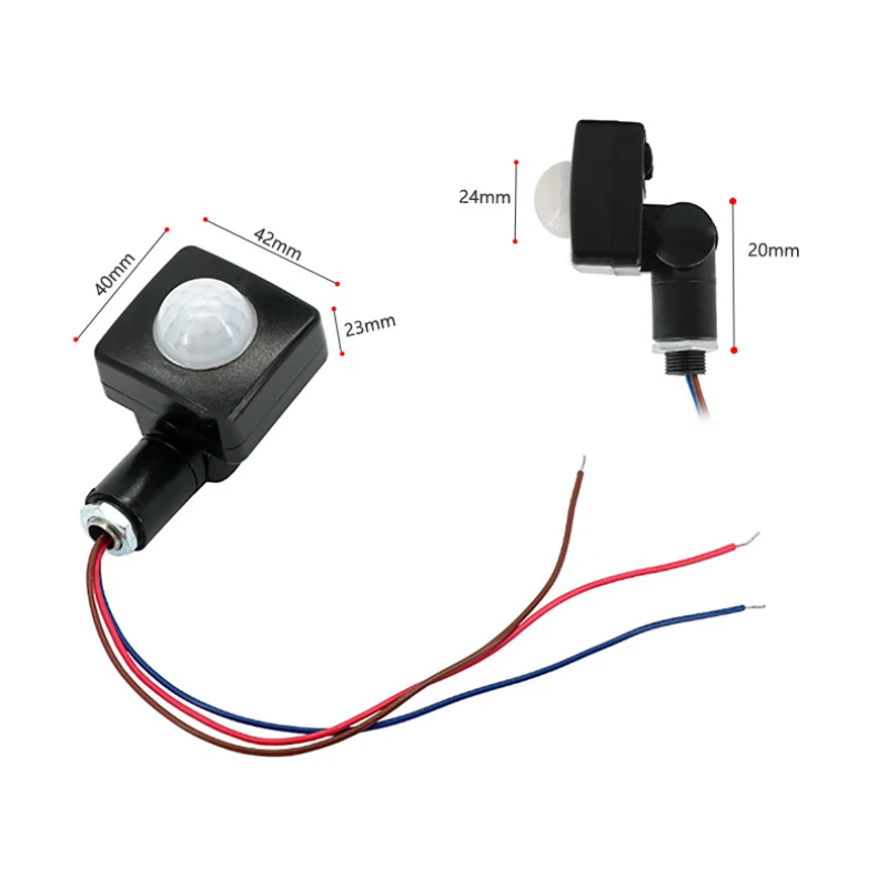 220V Mini Menneskelige Krop Infrarød Sensor Ultra-tynd Infrarød Kroppen Sensor Switch LED Flood Light, med PIR bevægelsesføler Justerbar