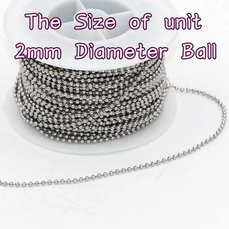 25 m/rulle 2mm Diameter rustfrit stål link kæder til DIY-halskæde Smykker tilbehør