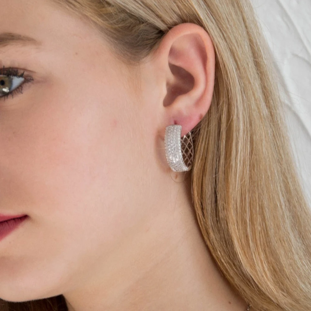 25mm diameter hoop øreringe Skinnende Zirconia Sten Smykker Smykker Cirkel design Luksus øreringe til kvinder