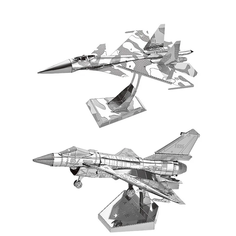 2pc sæt 3D-Metal Puslespil Air force J-10B og Su-34 fighter model DIY-Laser Cut Samle Puslespil Legetøj gave til børn