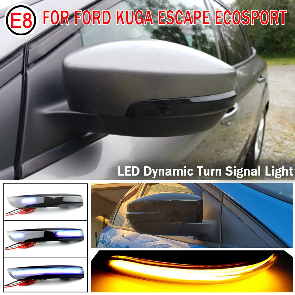 2stk Dynamisk Blinker Led-blinklys Lys Røget Flyder Rear View Mirror, Lyser Indikatoren For Ford Kuga Ecosport 2013-2018