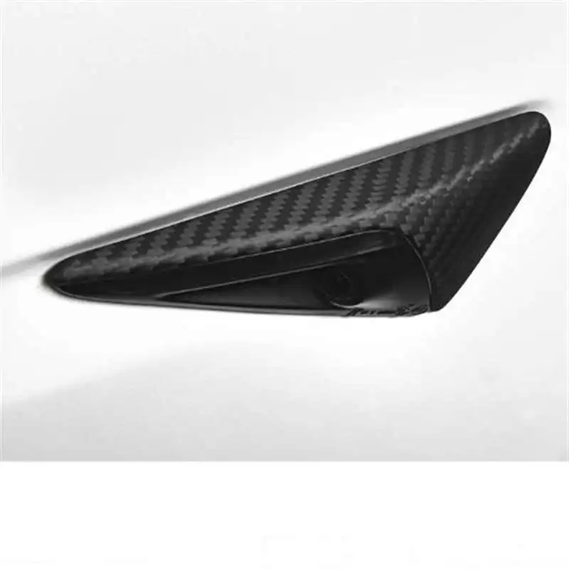 2stk frosting mat finish Carbon fiber mønster side kamera beskyttende dække Dekoration cap tilbehør til Tesla Model S X 3