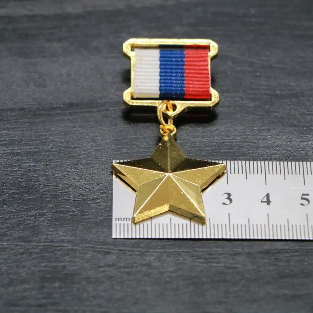 2stk/masse Guld-belagte Stalin Gold Star Medalje russisk Verdenskrig USSR Sovjetiske Fem-stjernede Medal af Arbejdskraft med Knappenåle CCCP Badge