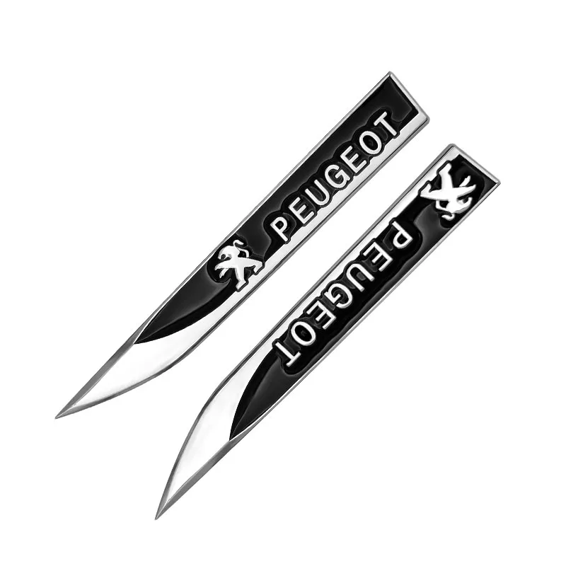 2stk Metal 3D-Badge Decal Sticker Logo Fendere Side For Peugeot 107 108 206 207 307 308 508 2008 3008 Style Bil Styling