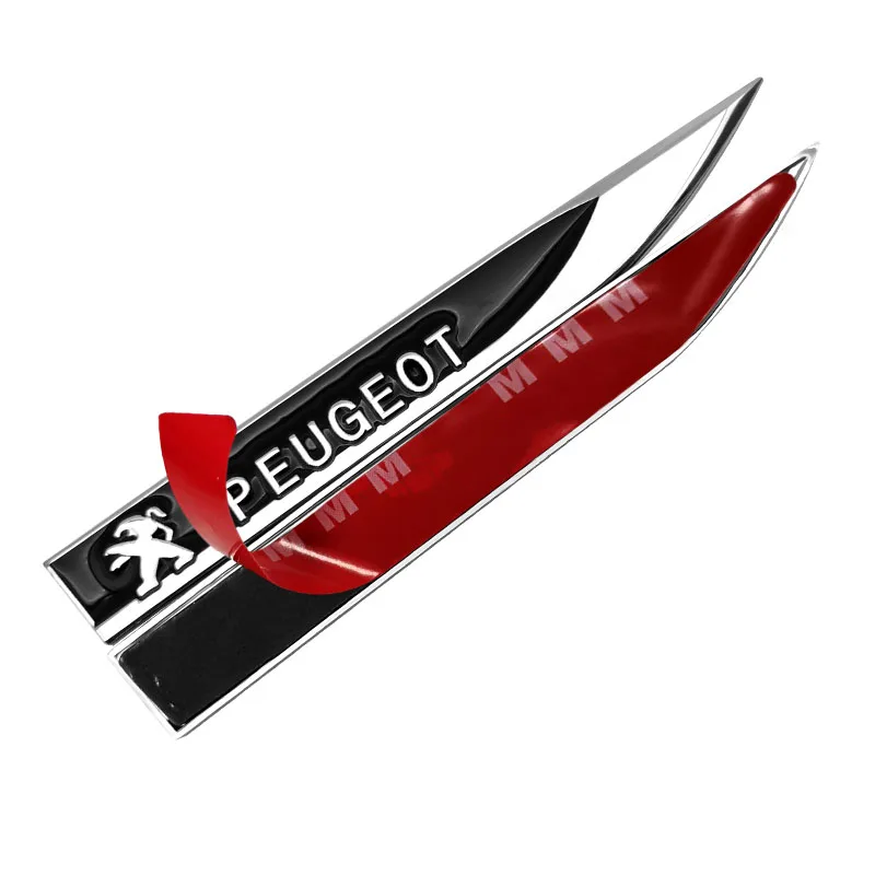 2stk Metal 3D-Badge Decal Sticker Logo Fendere Side For Peugeot 107 108 206 207 307 308 508 2008 3008 Style Bil Styling