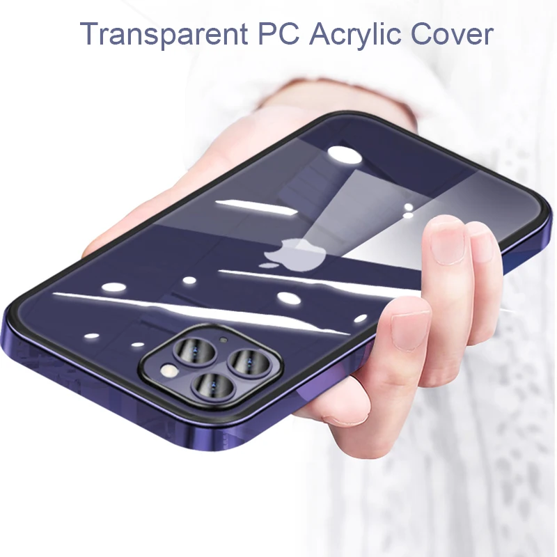 3 i 1 Rustning Anti-Ridse Case Til iPhone 12 Mini 12 Pro Max antal Luksus Tilfælde Silikone PC Plating Kofanger Gennemsigtigt PC Akryl Cover