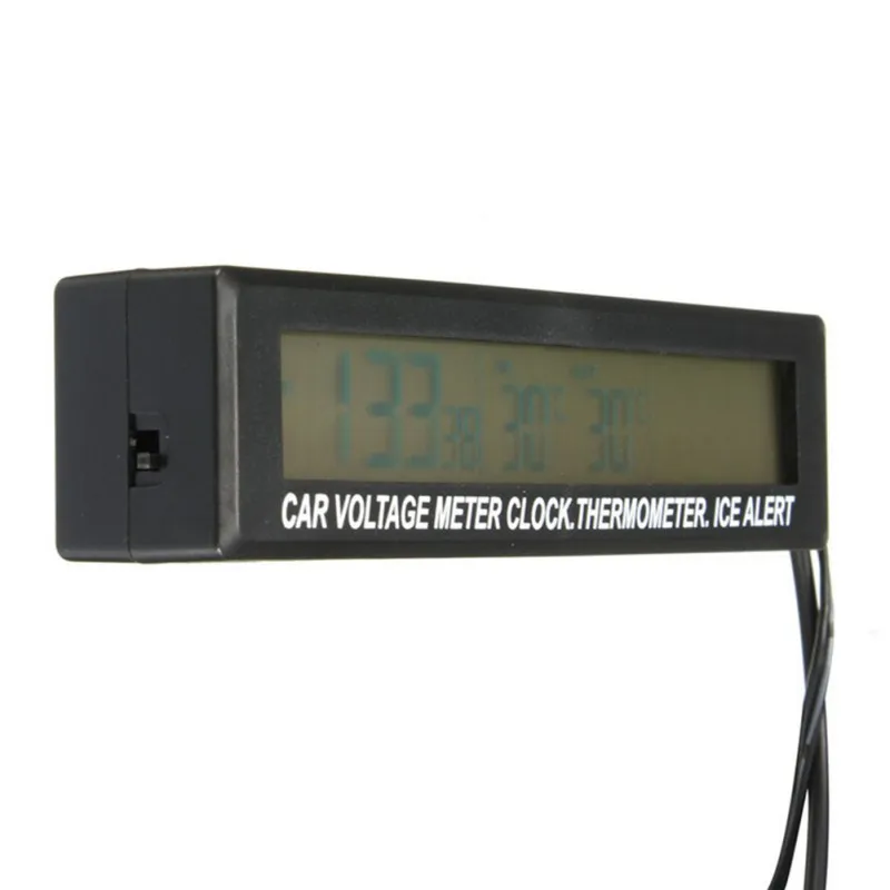 3 in1 Digital LCD Ur Skærm bil auto køretøj ur temperatur termometer spænding voltmeter