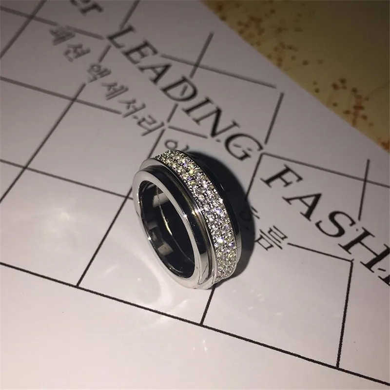 3 Stil Roterbar Ring Luksus Smykker 925 Sterling Sølv Bane AAAAA Cubic Zircon Løfte Part Kvinder Bryllup Brude Ring Gave
