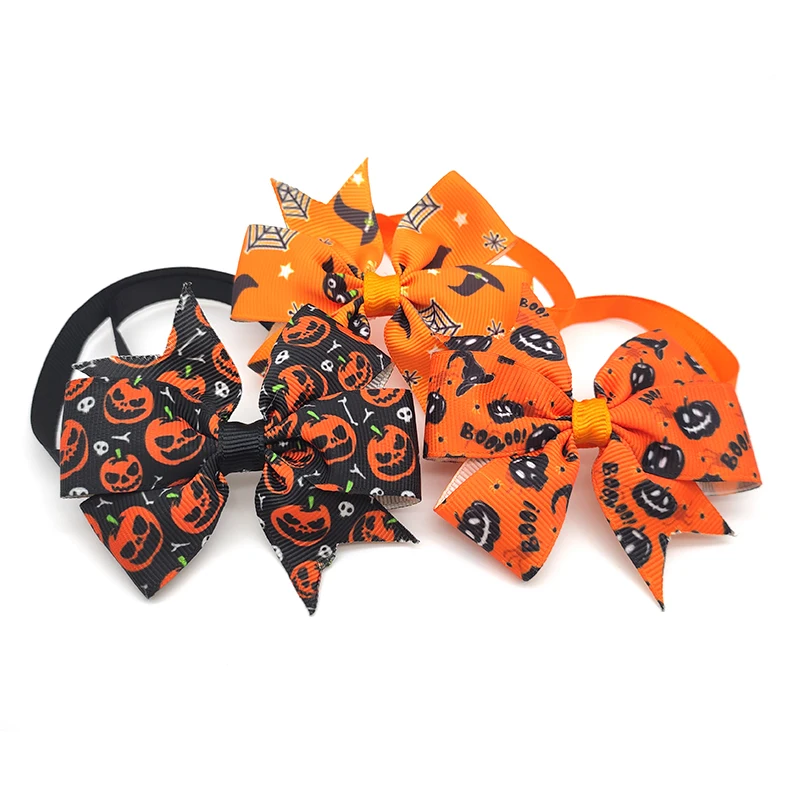 30 Stk Halloween Ferie Hvalp Hund Kat Bue Bånd Hund Tilbehør Til Små Hunde Skull Pumpkin Hvalp Hund Bow Tie Pet Supplies