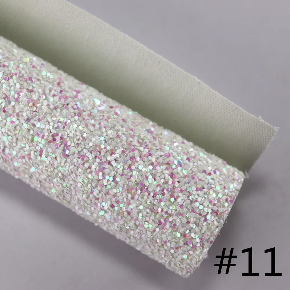 30x134cm Roll Hvid Med Pink Splint Mix Chunky Glimmer Stof Læder Til Øreringe Bue Sko, Tasker Udsmykning DIY T037