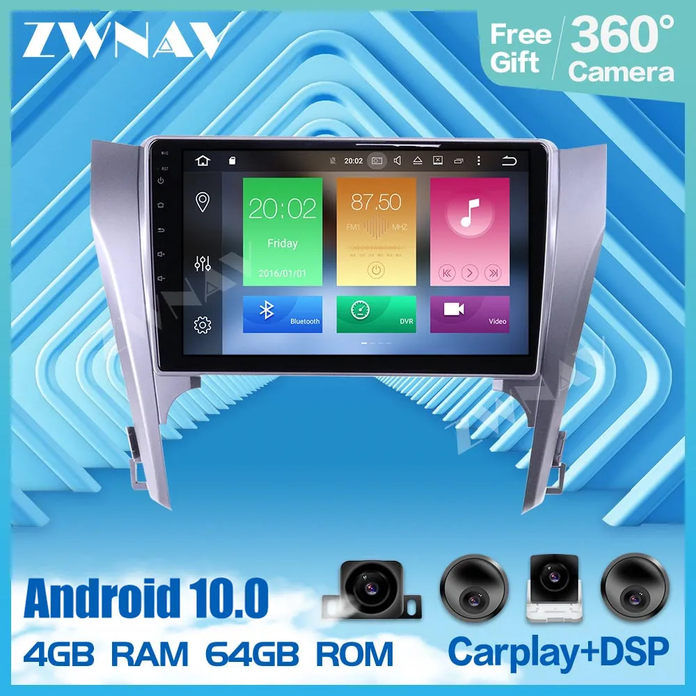360 Kamera 9 Tommer Android Multimedia afspiller Til Toyota Camry 2012 2013 radio audio stereo GPS Navi hovedet Auto enhed