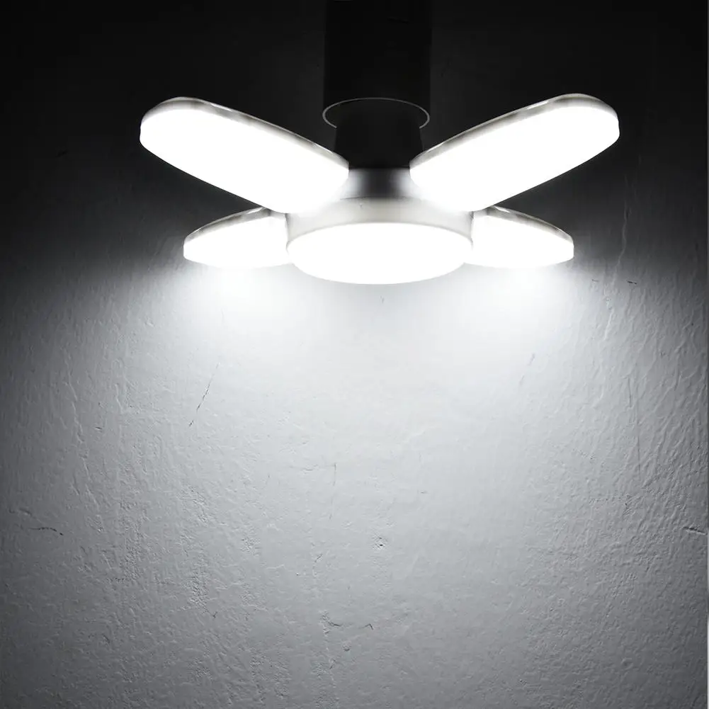 38W Mini LED Garage Lys Deformerbare Fan Loft Lampen E27 4 Panel Industrial Light-Lager-Værksted Folde Lampe Pære 85-265v