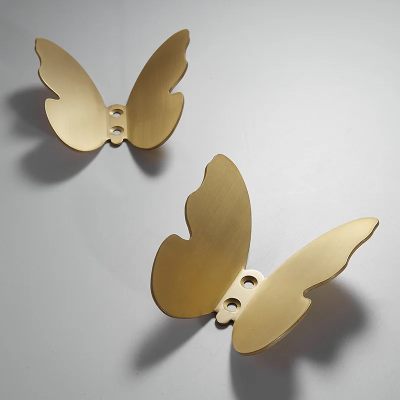 3D Sommerfugl Krog Messing Butterfly Krog Golden Soveværelse knagerække Dekoration Veranda Kreative tøjkrog Hjem