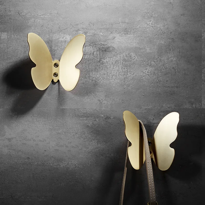3D Sommerfugl Krog Messing Butterfly Krog Golden Soveværelse knagerække Dekoration Veranda Kreative tøjkrog Hjem