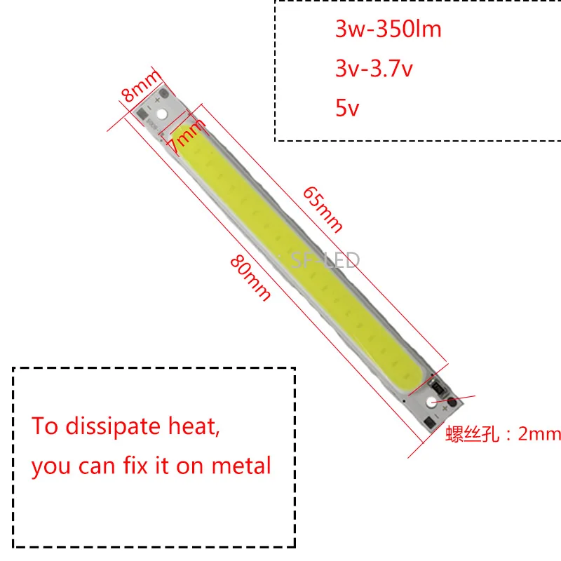 3v5v Rød /varm/hvid/Blå Farve LED COB Kilde Bar chip 3W dioder LED COB strimmel af lav spænding 3V 1 batteri-5v led 5v USB For lys