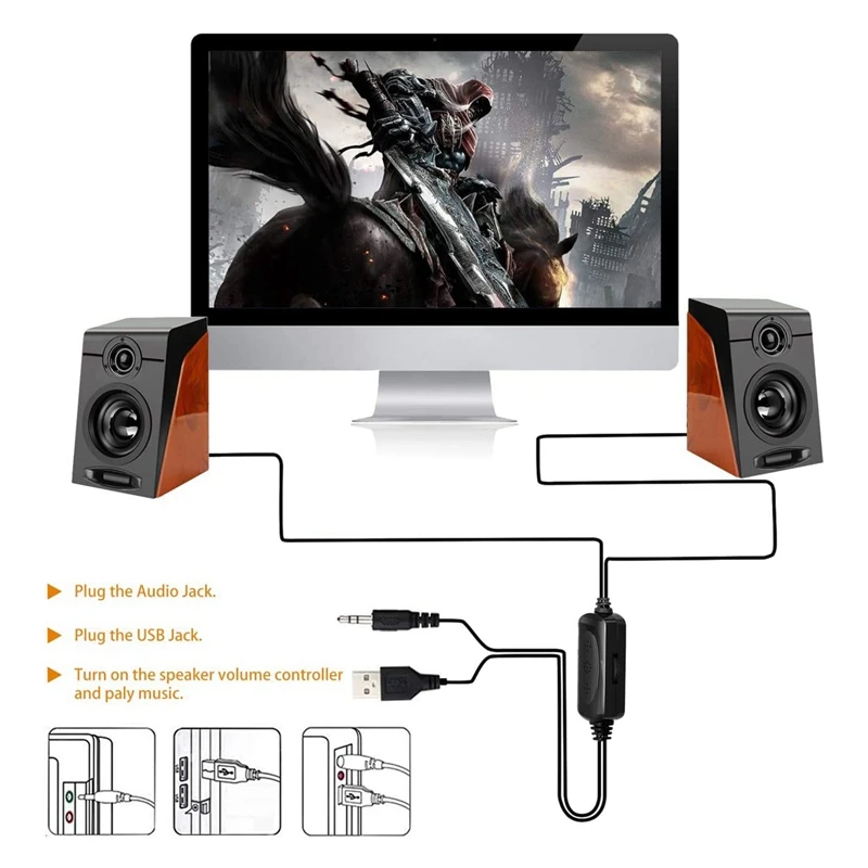 3Wx2 Computer-Højttalere med Surround Stereo USB-Kablet Drevet Multimedia Højttaler til PC ' er/Laptops/Smart Phone