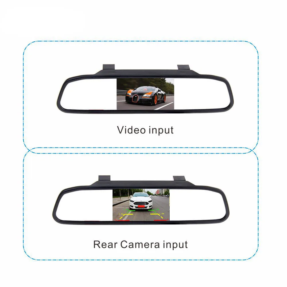 4.3 Tommer TFT LCD-Skærm Skærm Auto Bilen bakspejlet Skærm med 2-Vejs Video Input til /VCR /Bil Omvendt Camer
