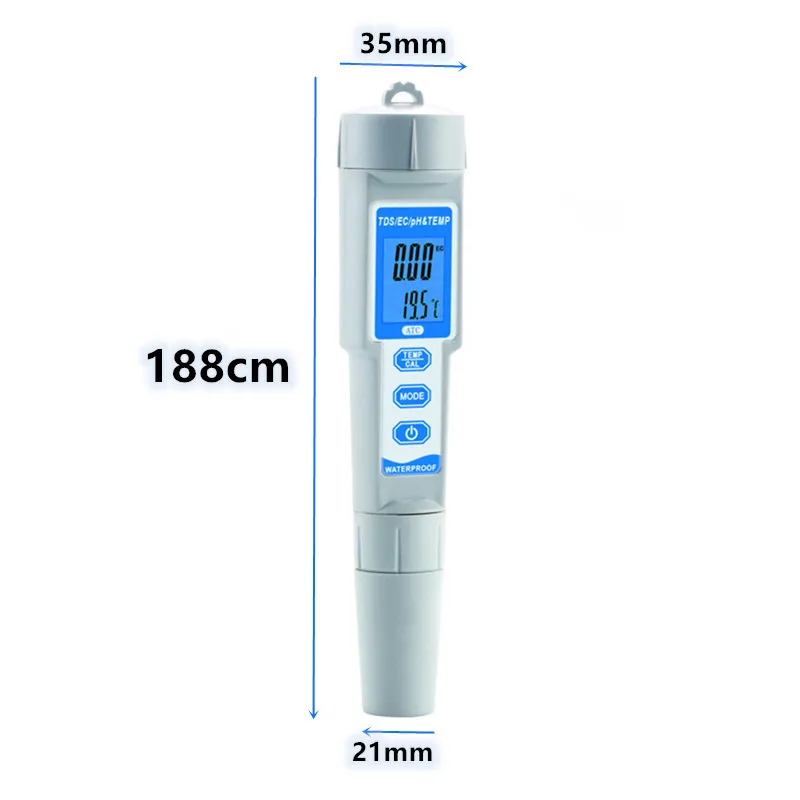 4-i-1 Digital PH TDS EF Termometer Meter Tester vandkvalitet PH-Pen til Swimmingpools Drikkevand Akvarier 40%off