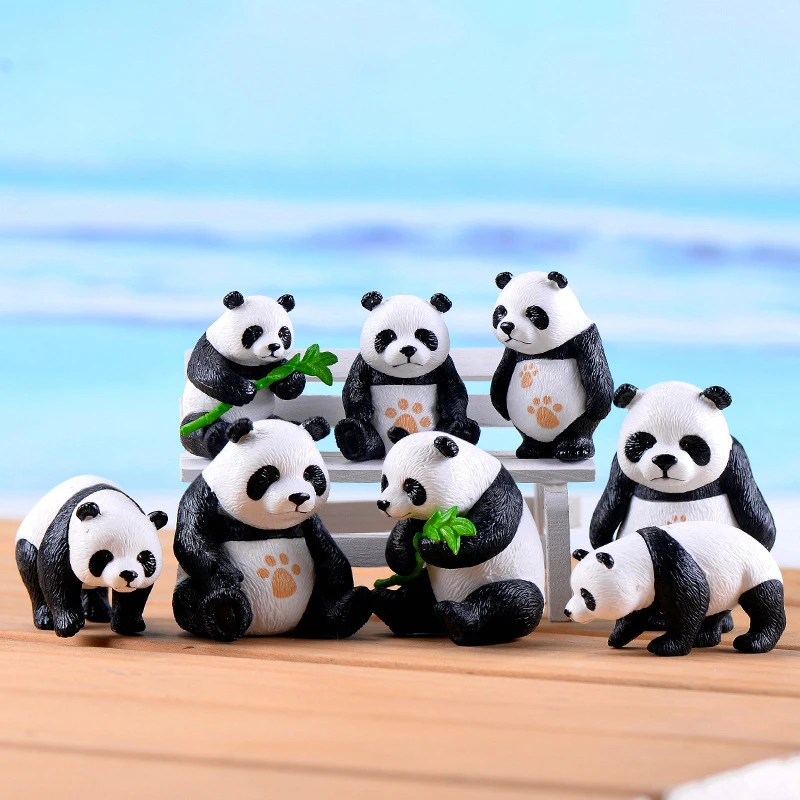 4 Pc/Sæt Hvid Sort Mos Micro Landskab Terrarium Figur Dekoration Harpiks Sjove Panda Babyer Ornament Fe Miniature Haven