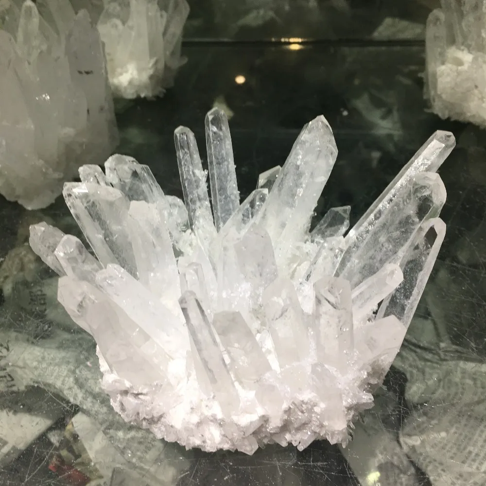 450g Naturlige hvidt krystal klar kvarts hvid krystal klynge nunatak dekoration crystal kolonne punkt