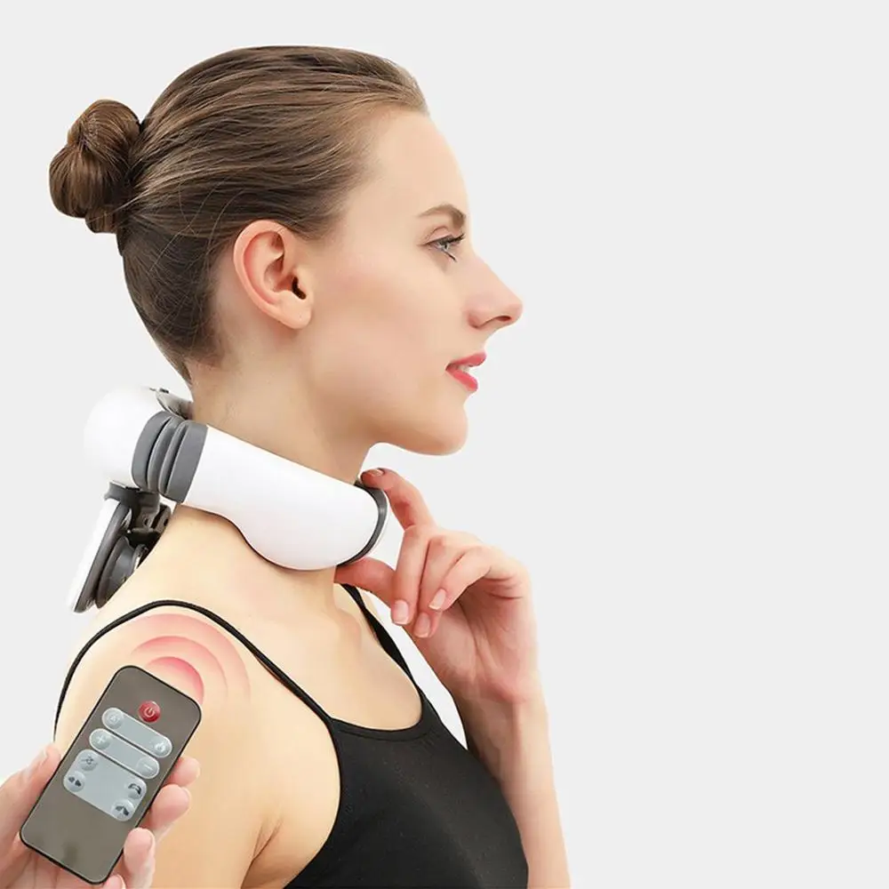 4D Smart Hals Massageapparat Langt Infrarød Varme smertelindring Digital Behandling Akupunktur Elektrisk Impuls Tilbage Tens Maskine